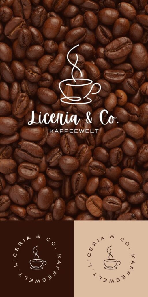 Corporate Design Logo Vorlage für Liceria & Co. Kaffeewelt mit Markenfarben