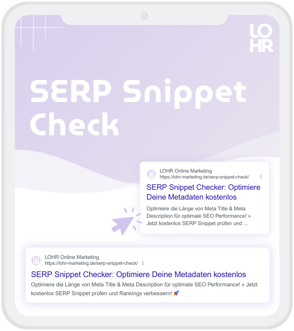 Mobile Ansicht des SERP Snippet Checker zur Optimierung von Meta Title und Meta Description